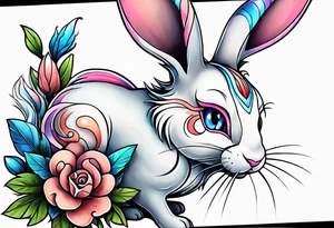 rabbit dressed as sylveon tattoo idea