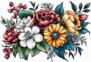 flower bouquet tattoo idea