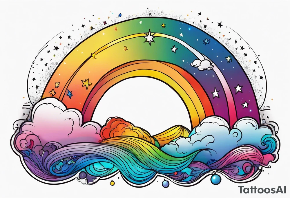 Small crescent moon with a rainbow tattoo idea