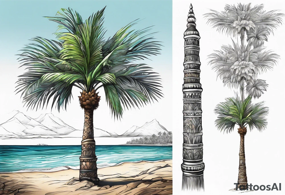 tall solitary royal palm tree tattoo idea