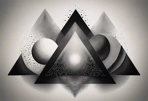 Triángulos fractales, con círculo concéntrico en varios niveles dentro del triangulo fragmentado tattoo idea