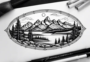 grand Tetons forearm band tattoo idea