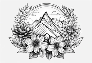 Mountain abstract flower tattoo idea