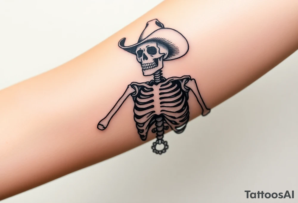 Detailed Skeleton cowboy tattoo idea