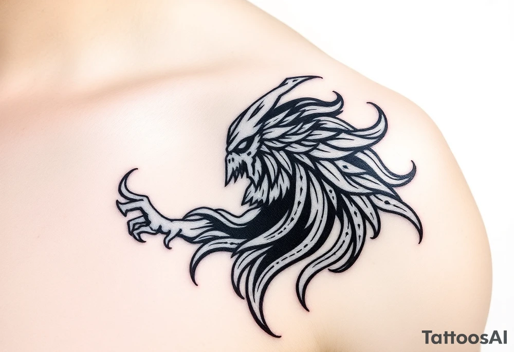 Tribal greek mythology themed tattoo idea