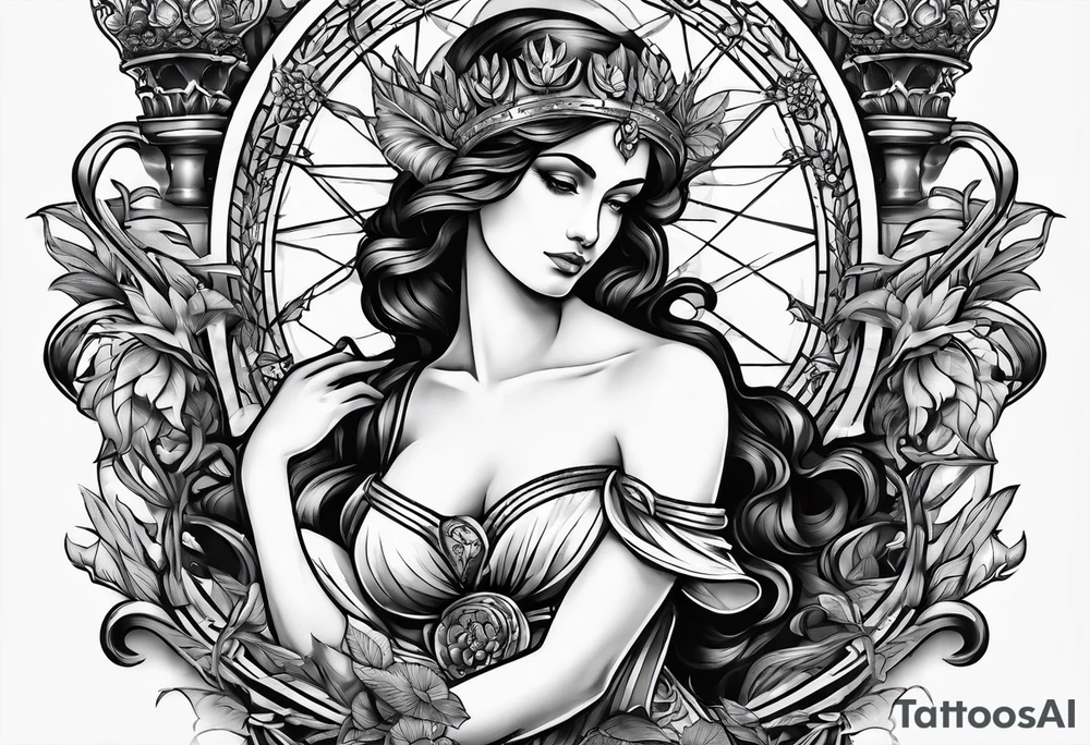 Themis with scales in hands tattoo idea