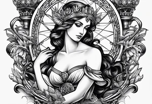 Themis with scales in hands tattoo idea