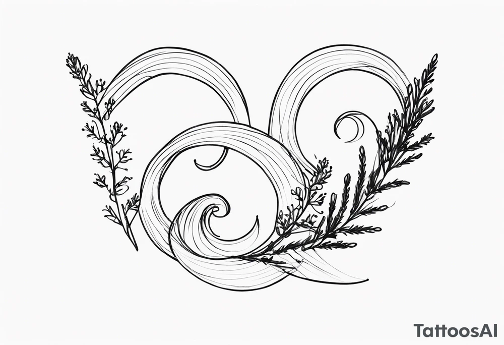 Three spirals in a line and sprig of heather tattoo idea