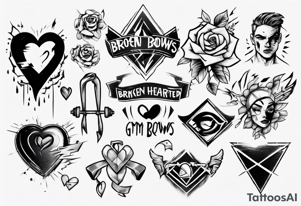 Broken-hearted gym brows tattoo idea