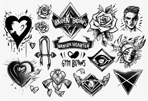 Broken-hearted gym brows tattoo idea