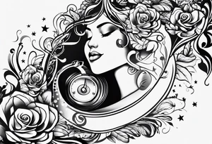 Music intertwined with baby footprints tattoo idea