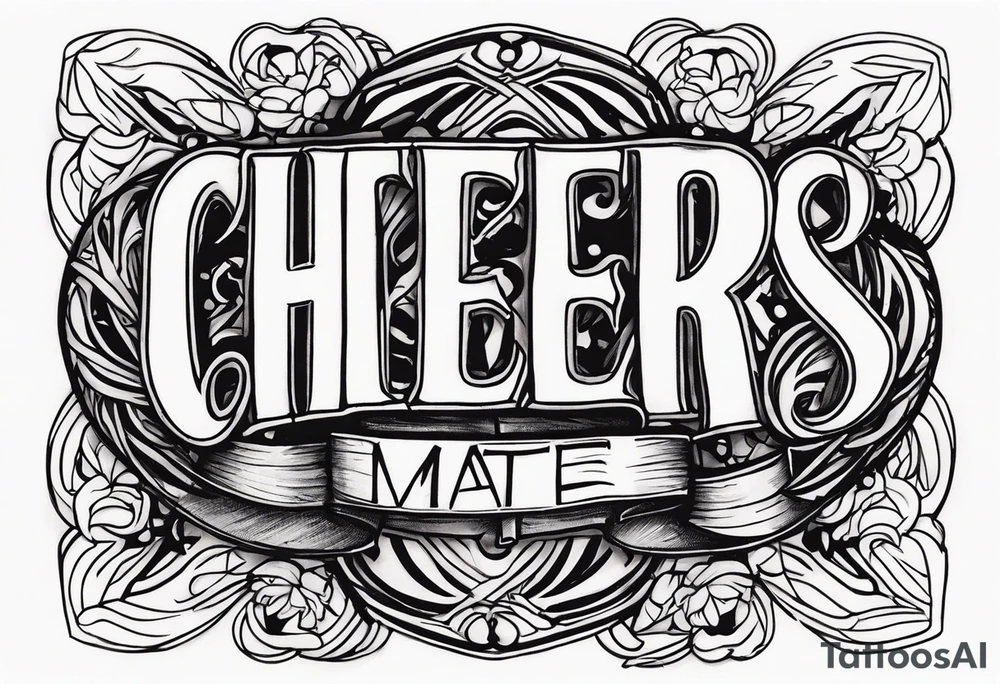 Cheers Mate text, armband +Cancer Ribbon tattoo idea