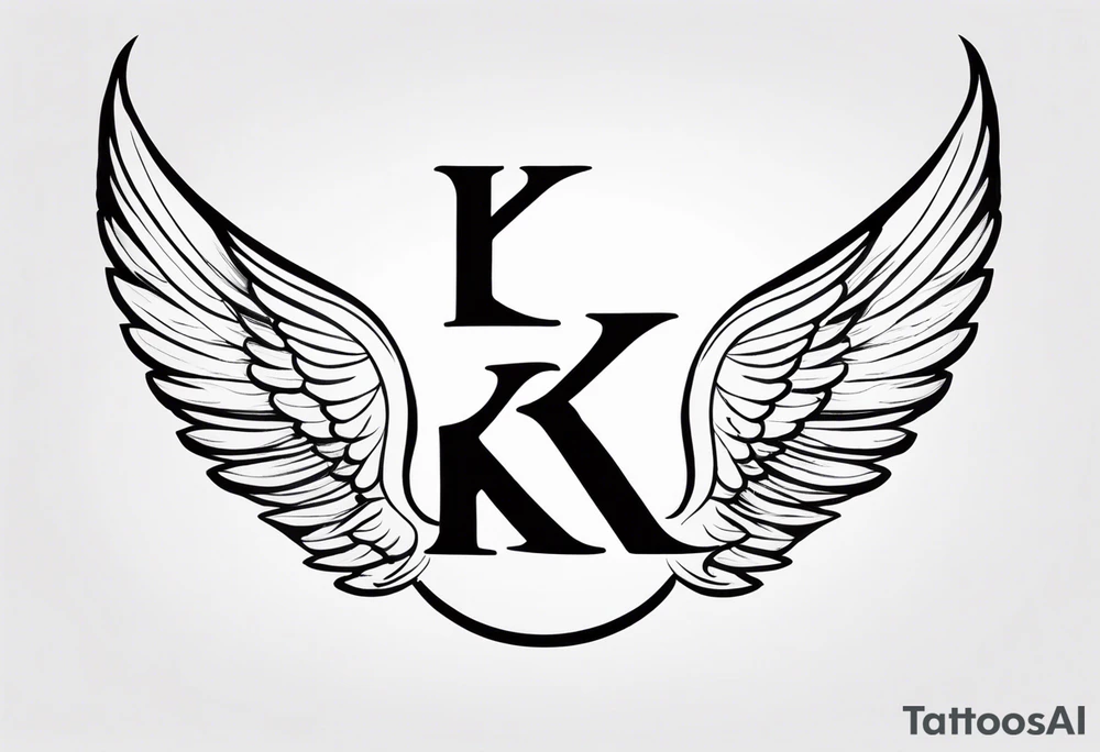 Imagine a pair of angel wings with a small halo above them. Below the wings, you could have the initials "K", "A", "S" in a flowing script, as if they’re gently floating beneath the wings. tattoo idea