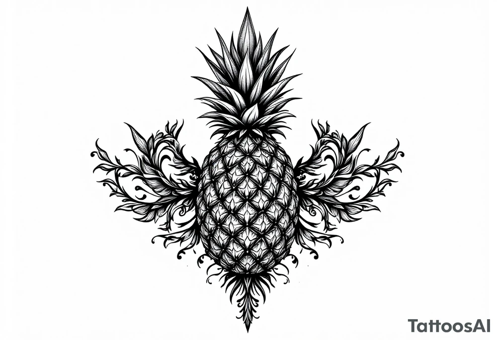Crown pineapple vagina anus tattoo idea