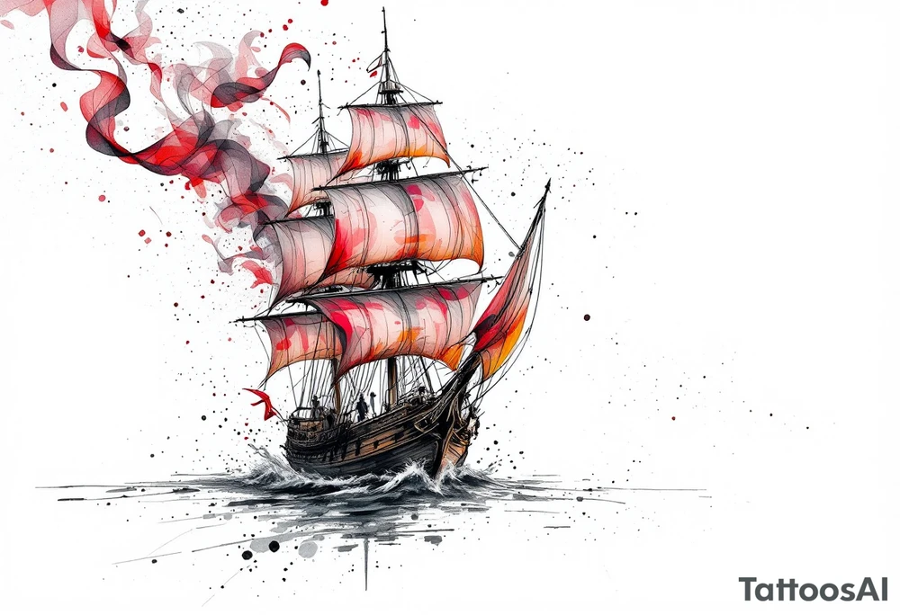 sailing boat at achor tattoo idea