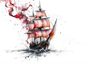 sailing boat at achor tattoo idea