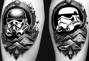 An upper sleeve shoulder tattoo that combines a Star Wars and a Golf theme tattoo idea
