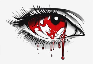 Bloody tear flow to down from eye sleeve tattoo tattoo idea