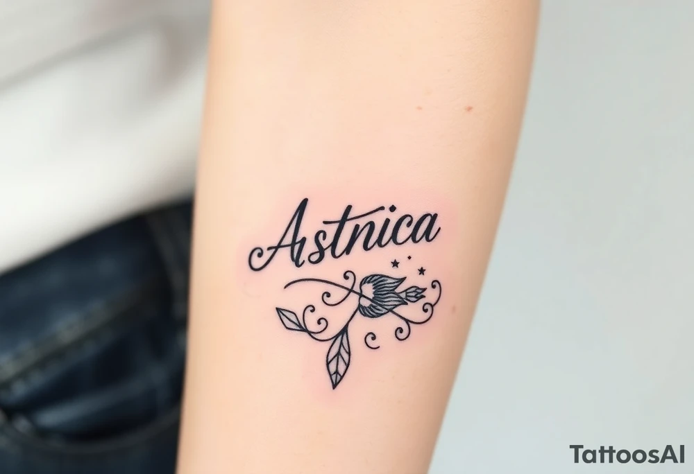 Anastacia in old English long beach California theme tattoo idea