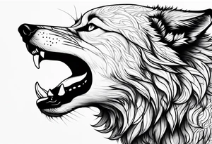 realistic style fenrir wolf in profile tattoo idea