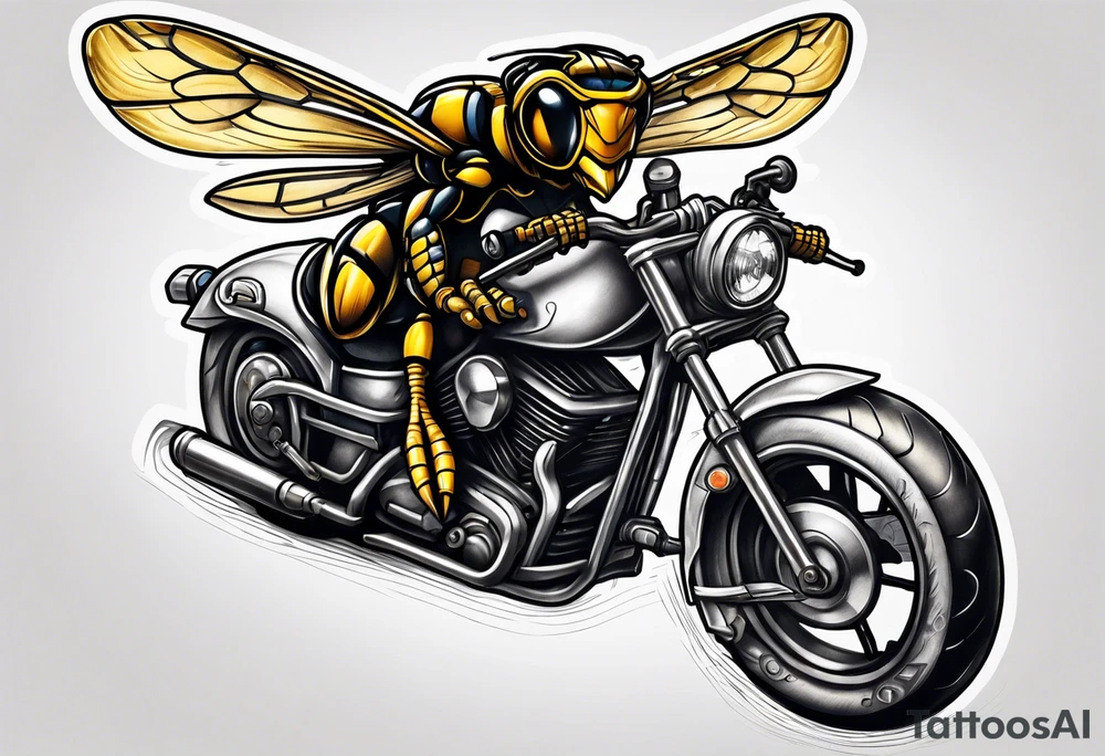 Hornet riding a motorcycle tattoo idea