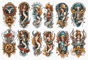 zodiac full arms tattoo idea