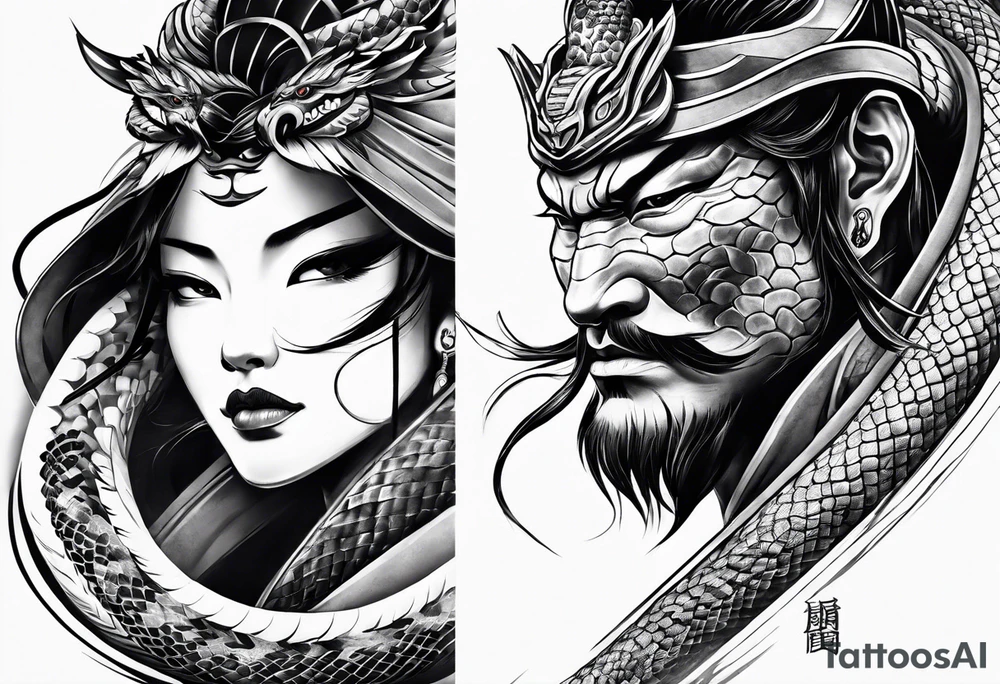 Samurai snake tattoo idea