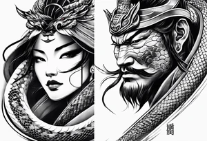 Samurai snake tattoo idea