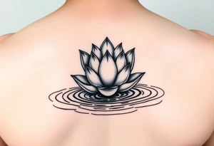 serene lotus flower emerging from sacred waters with ripples tattoo idea