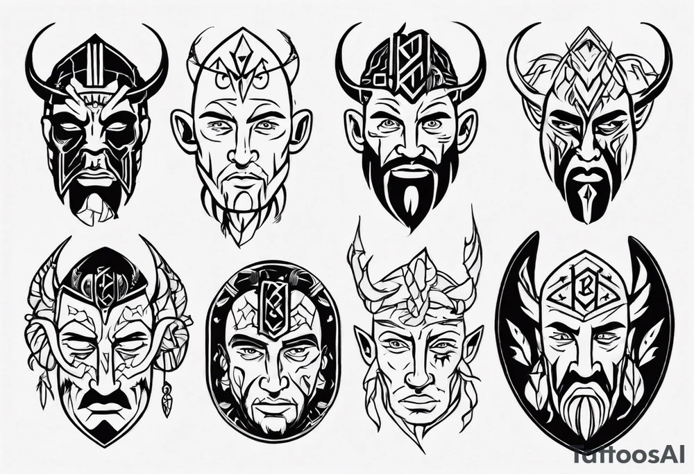 nordic face with rune tattoo idea