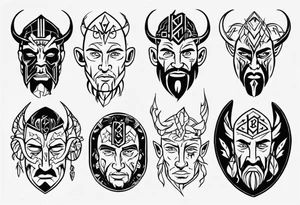 nordic face with rune tattoo idea