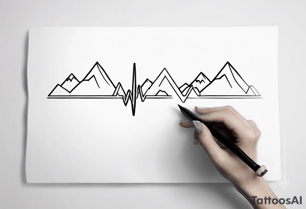 ekg tattoo with mountains tattoo idea