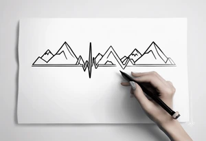 ekg tattoo with mountains tattoo idea