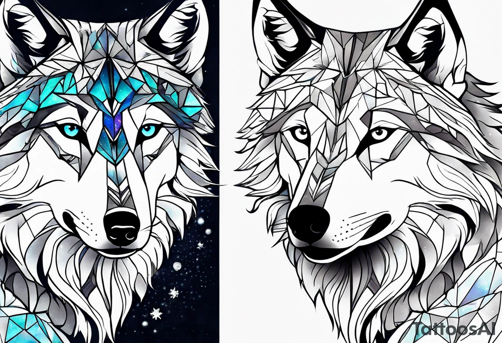 Constellation, animal wolf snow , géométric tattoo idea