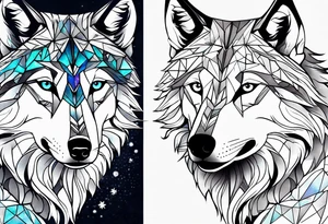 Constellation, animal wolf snow , géométric tattoo idea
