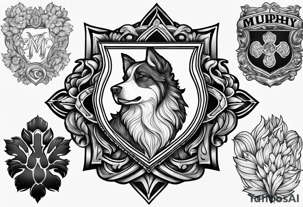 Murphy family crest and dog paw tattoo idea