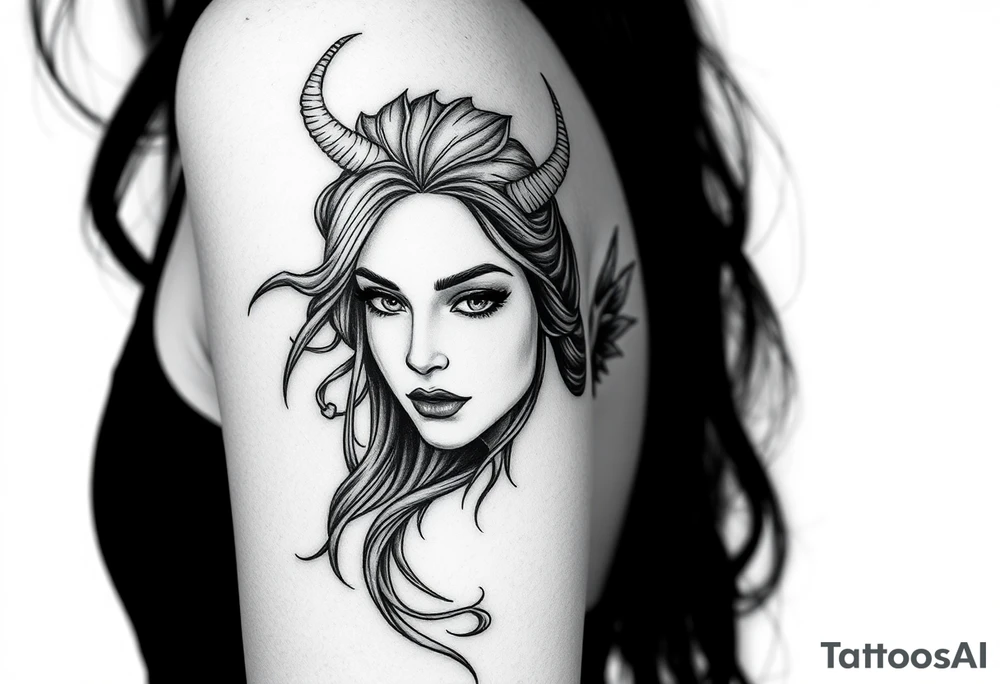 beautiful woman Who is half a angel and half demon tattoo idea