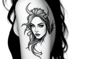 beautiful woman Who is half a angel and half demon tattoo idea