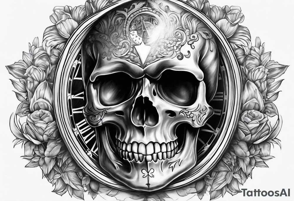 Skull on hour glass tattoo idea