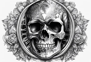 Skull on hour glass tattoo idea