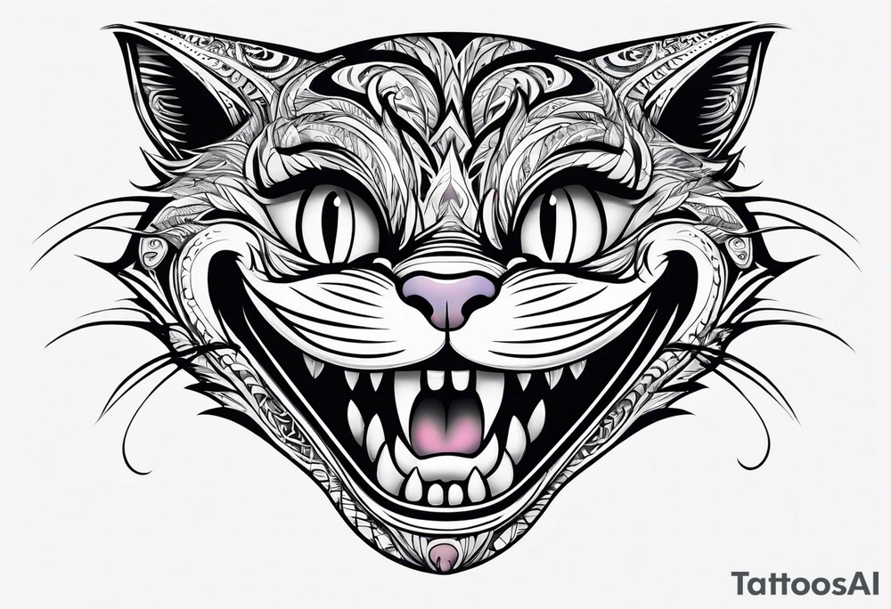 cheshire cat, big smile, eyes and mouth only tattoo idea