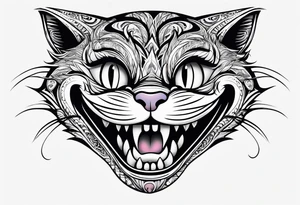 cheshire cat, big smile, eyes and mouth only tattoo idea