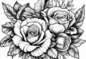 Floral tattoo for men with a rose, gladiolus flowers and a poppy tattoo idea