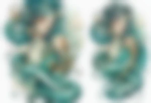 A beautiful serpent-woman hybrid with turquois scales. tattoo idea