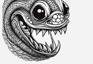 A nasty worm with a stupid smile and bulging eyes tattoo idea