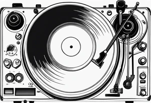 A recordplayer in fineline very minimalistic one line tattoo idea