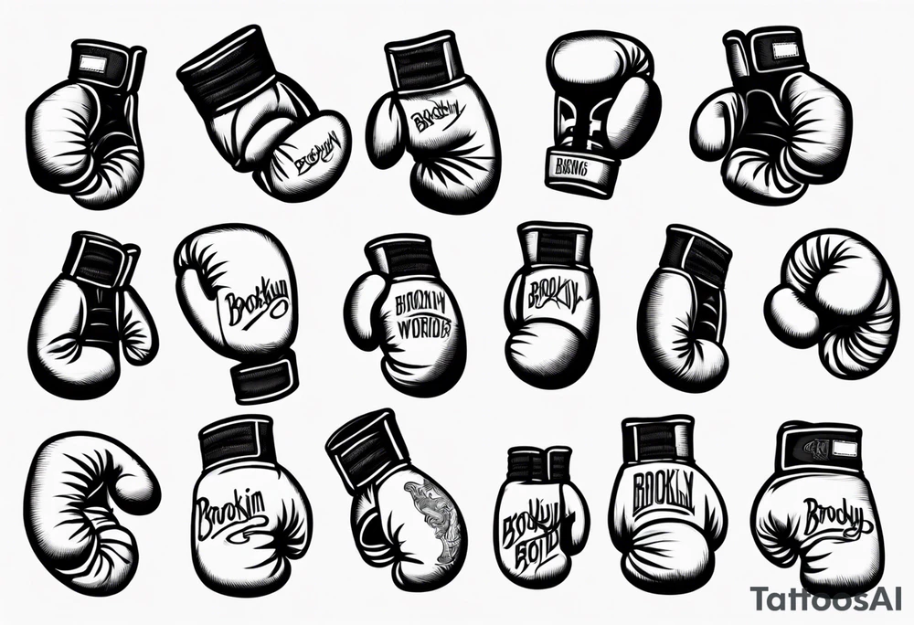 boxing gloves in cartoon style with Brooklyn wording tattoo idea