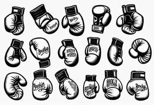 boxing gloves in cartoon style with Brooklyn wording tattoo idea