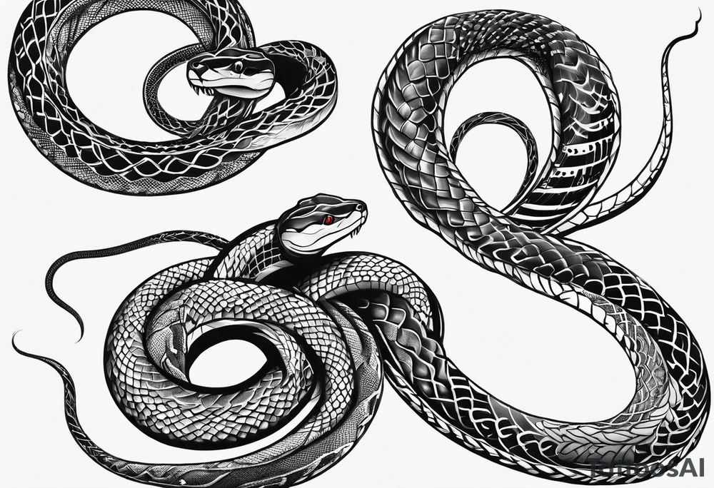 Two snakes fighting tattoo idea