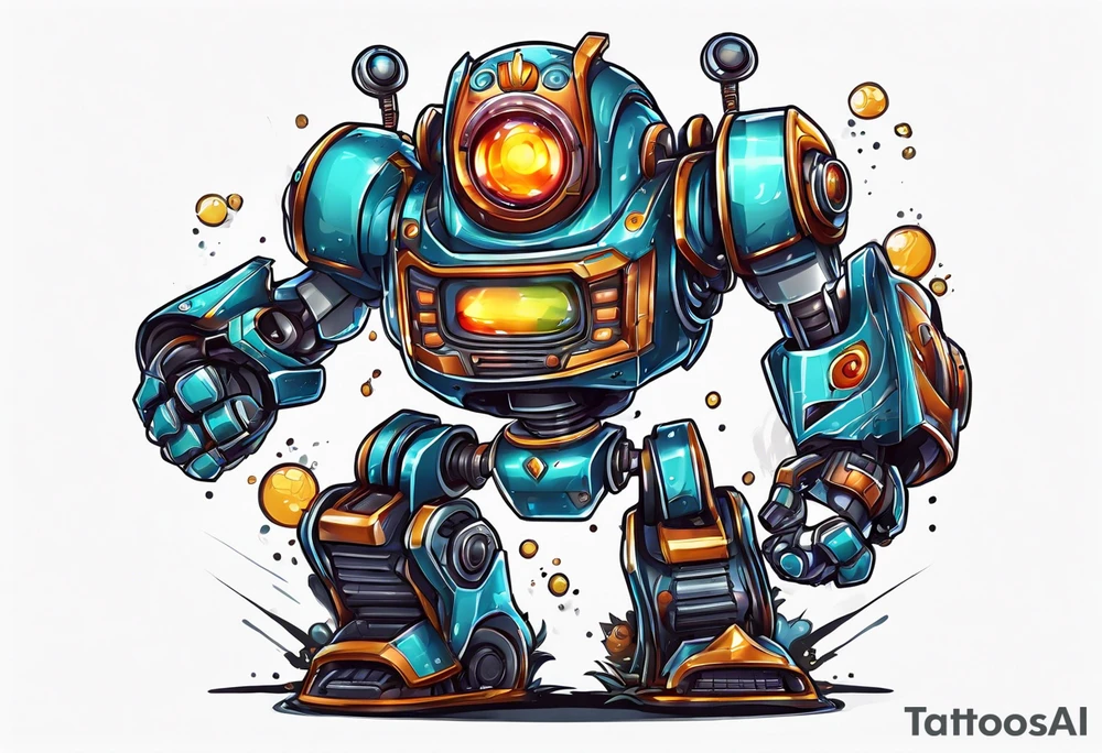 robot running at you tattoo idea